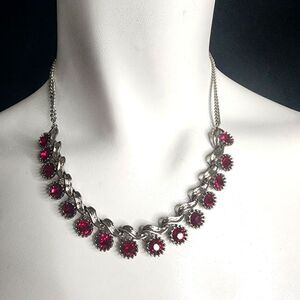 2028 Silver & Red Stone Necklace